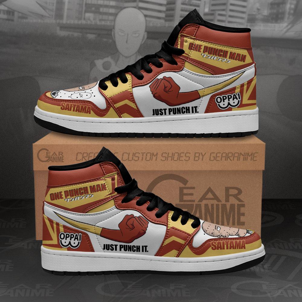 Saitama Just Punch It Sneakers One Punch Man Anime Air Jordan Shoes