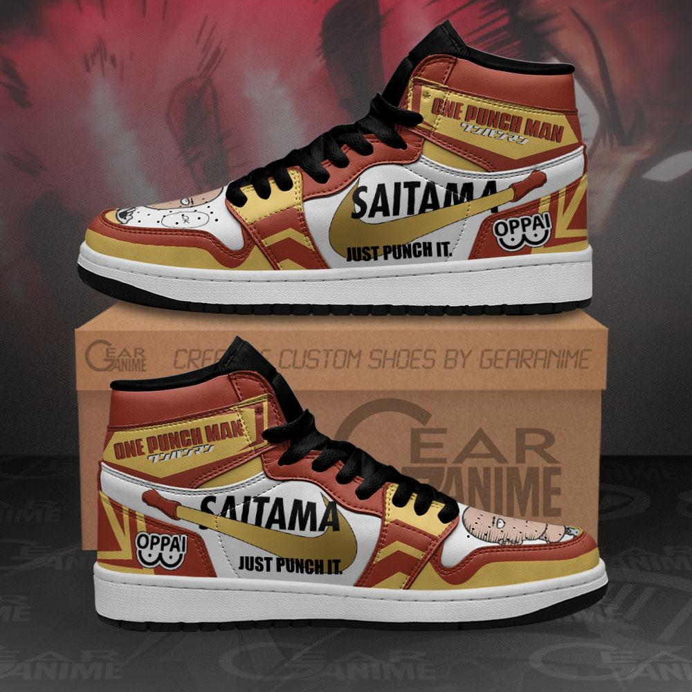 Saitama Sneakers Just Punch It One Punch Man Anime Air Jordan Shoes