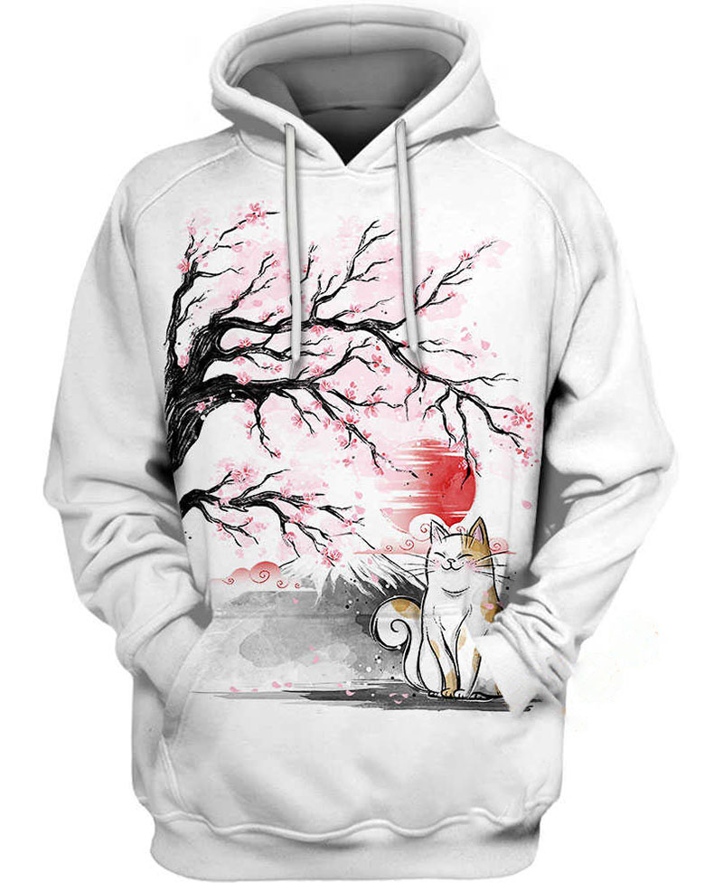 Sakura Cat Hoodie 3D