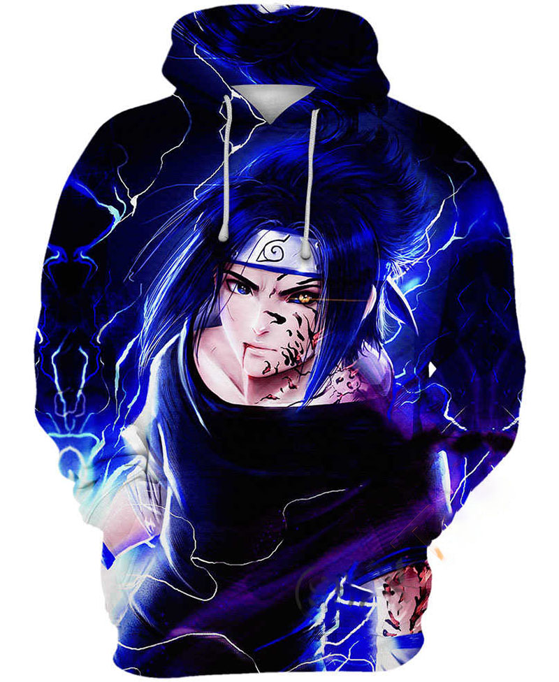 Sasuke Uchiha Lightning Hoodie 3D