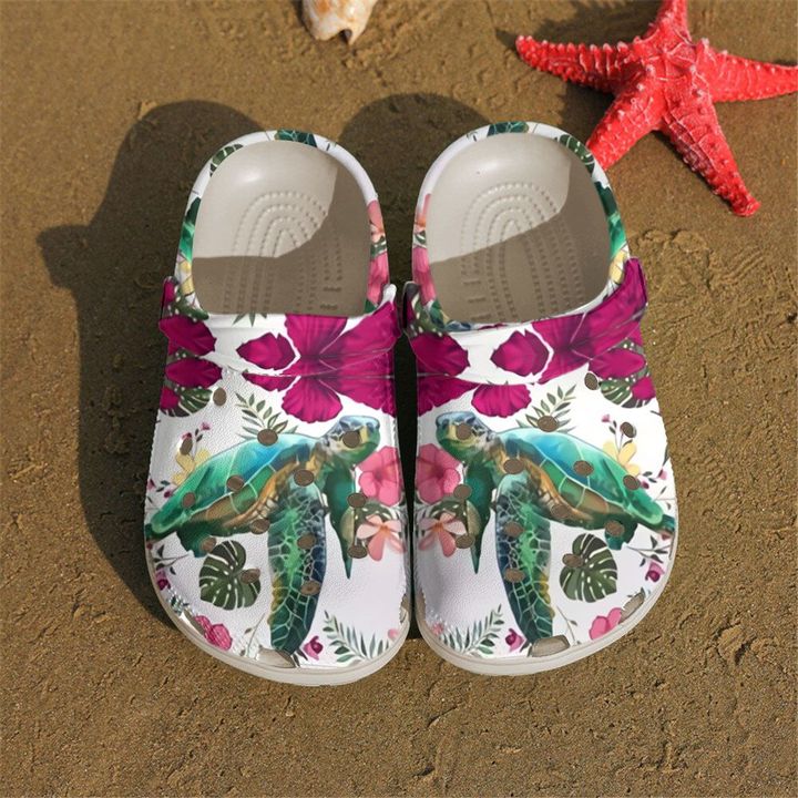 Sea Turtle Flower Crocs Clog Shoes