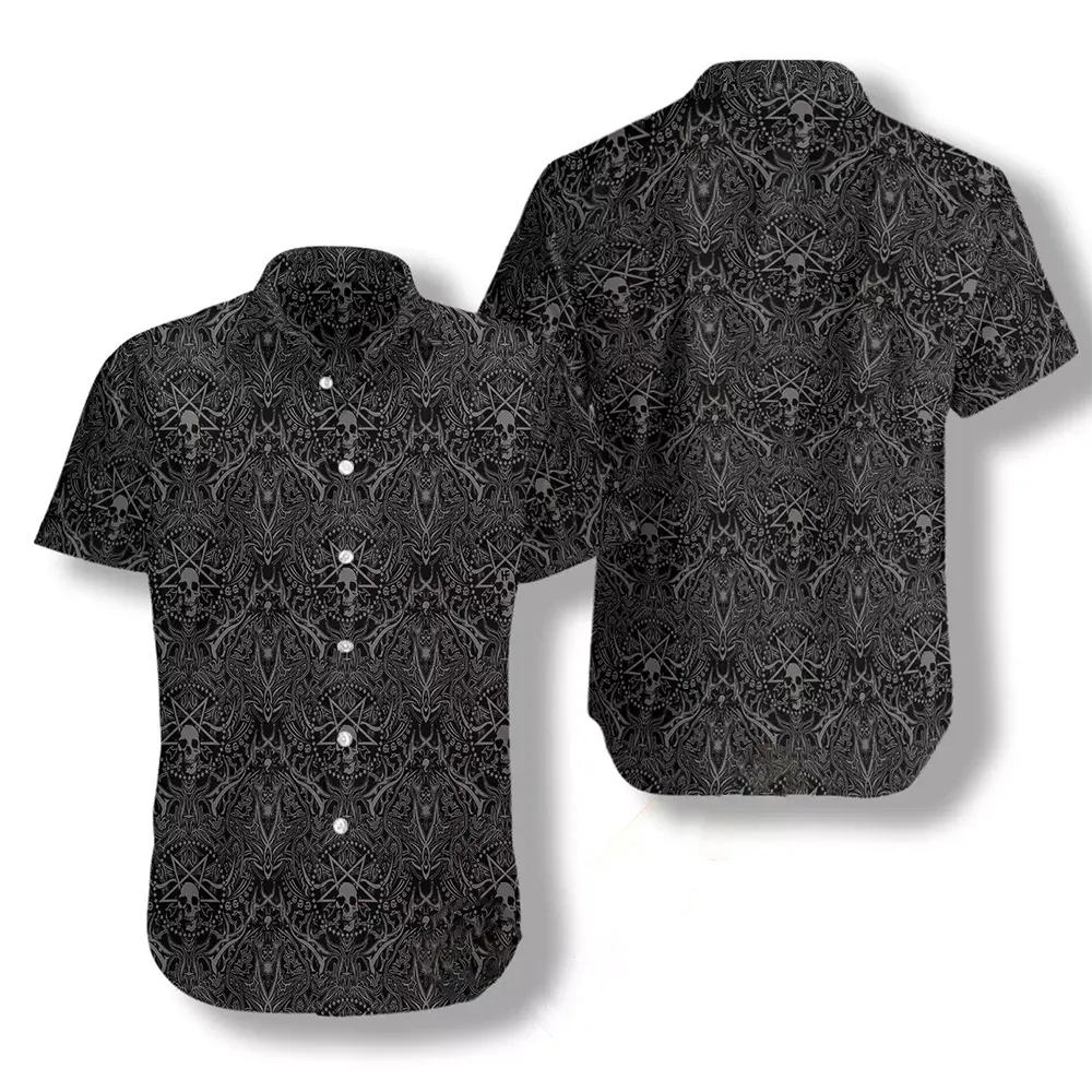 Seamless Gothic Skull Pattern Hawaiian shirts