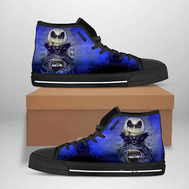 Seattle Seahawks Nfl Football Jack Skellington High Top Shoes