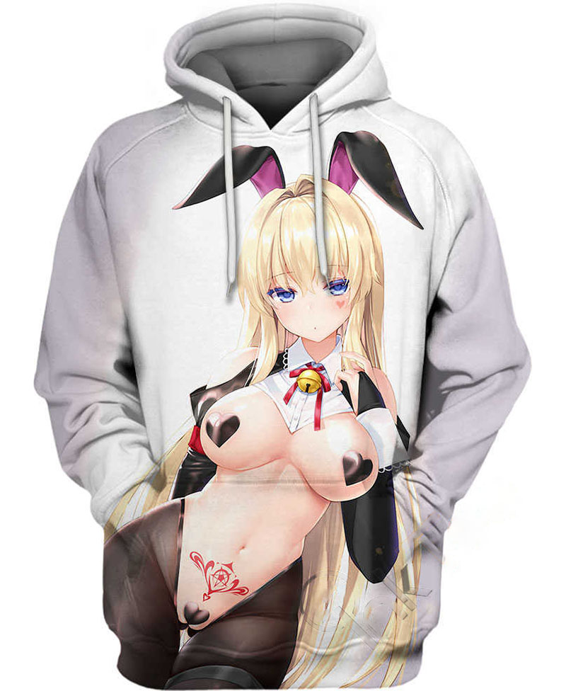 Sexy White Rabbit Hoodie 3D
