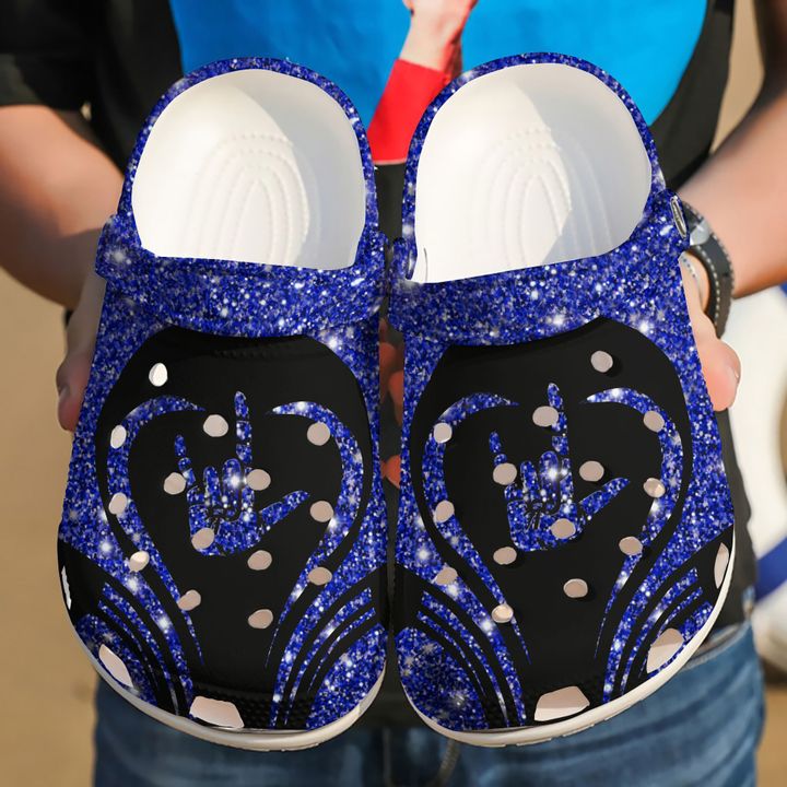 Sign Language Sparkle Love Crocs Clog Shoes