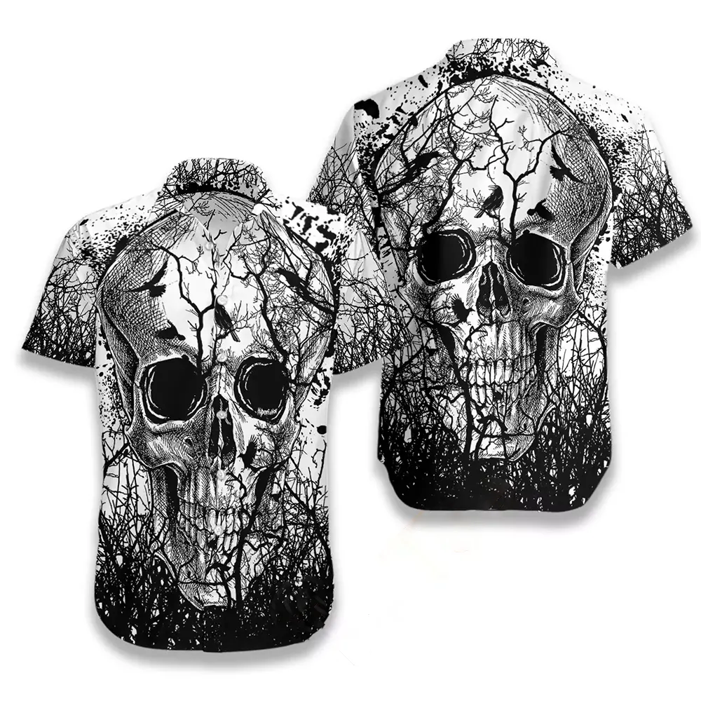 Skull Crow Hawaiian shirts
