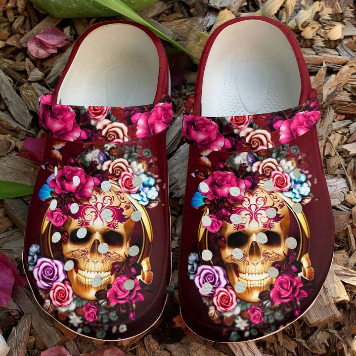 Skull Floral Crocs Clog Shoes