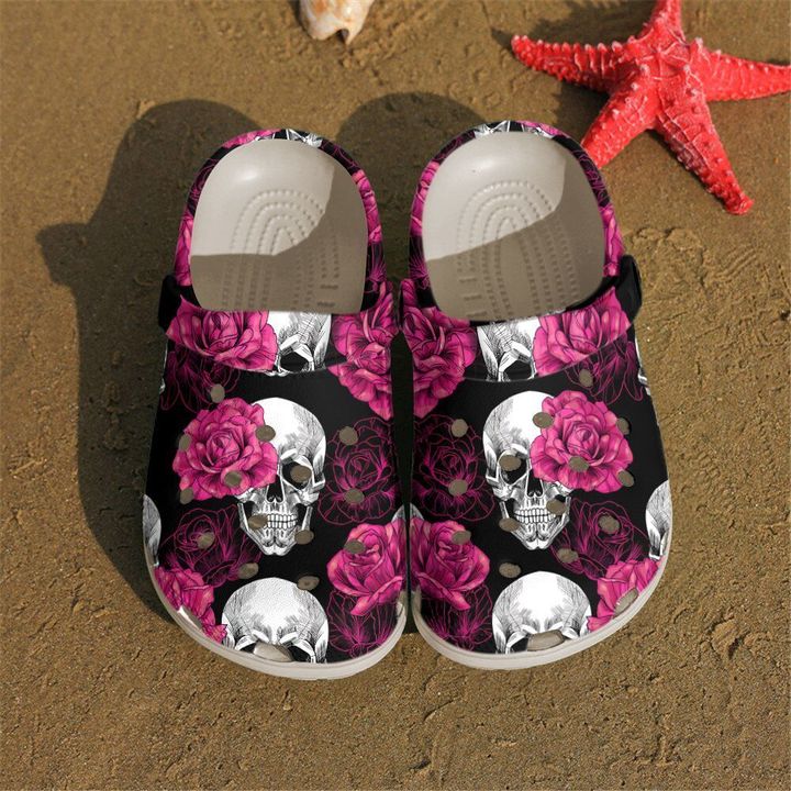 Skull Floral Crocs Clog Shoes