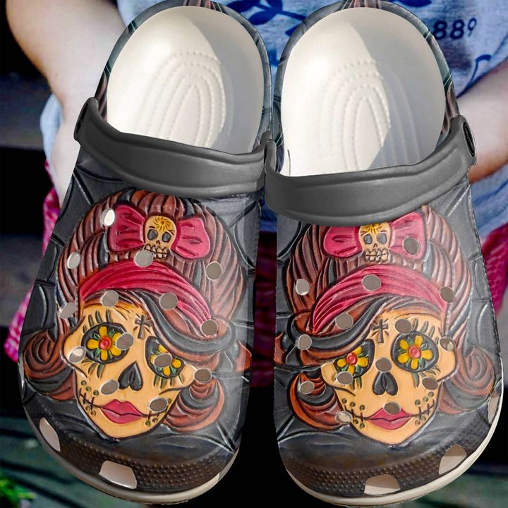 Skull Lady Crocs Clog Shoes