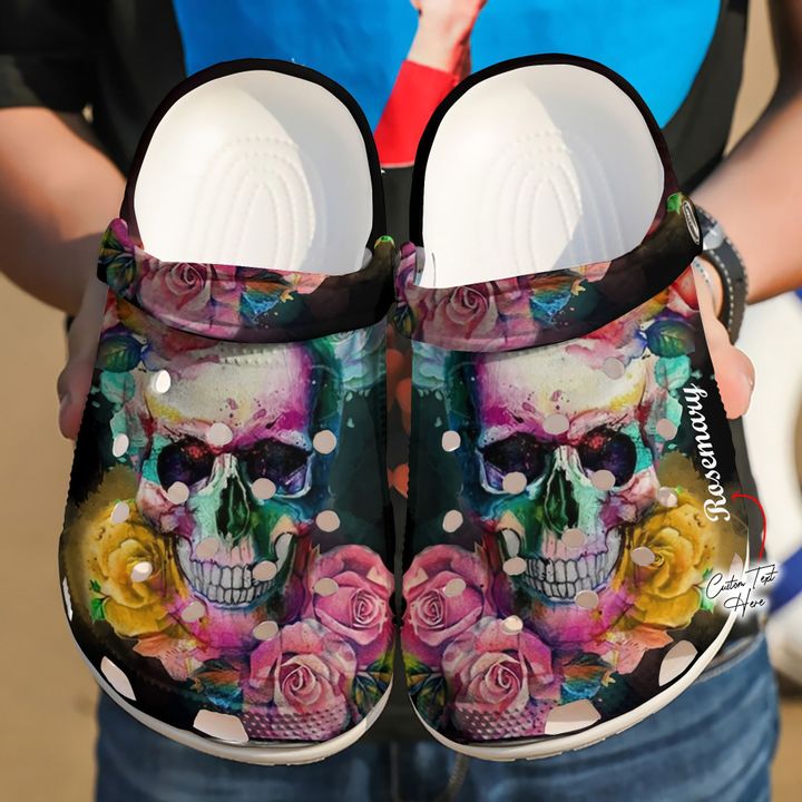 Skull Personalized Floral V2 Crocs Clog Shoes