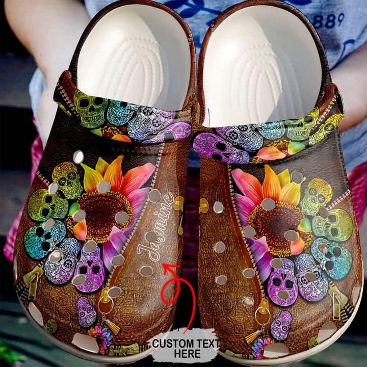 Skull Personalized Sunflower Crocs Clog Shoes