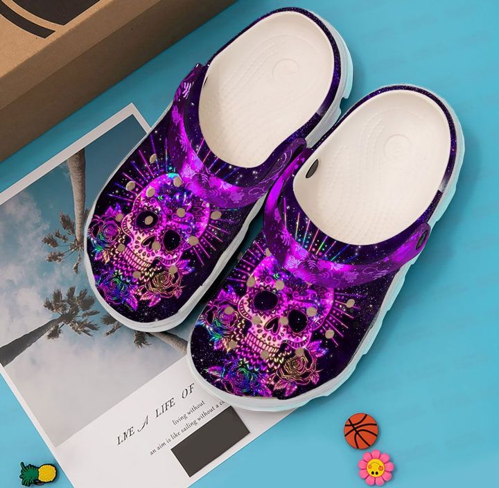 Skull Purple Crocs Clog Shoes