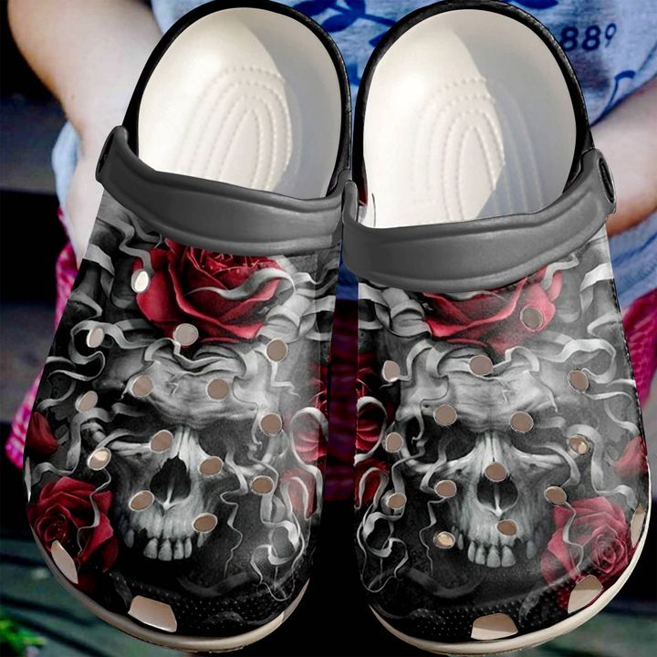 Skull Skulls And Roses V2 Crocs Clog Shoes