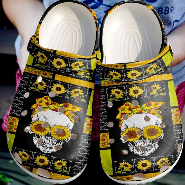 Skull Sunflower Crocs Clog Shoes