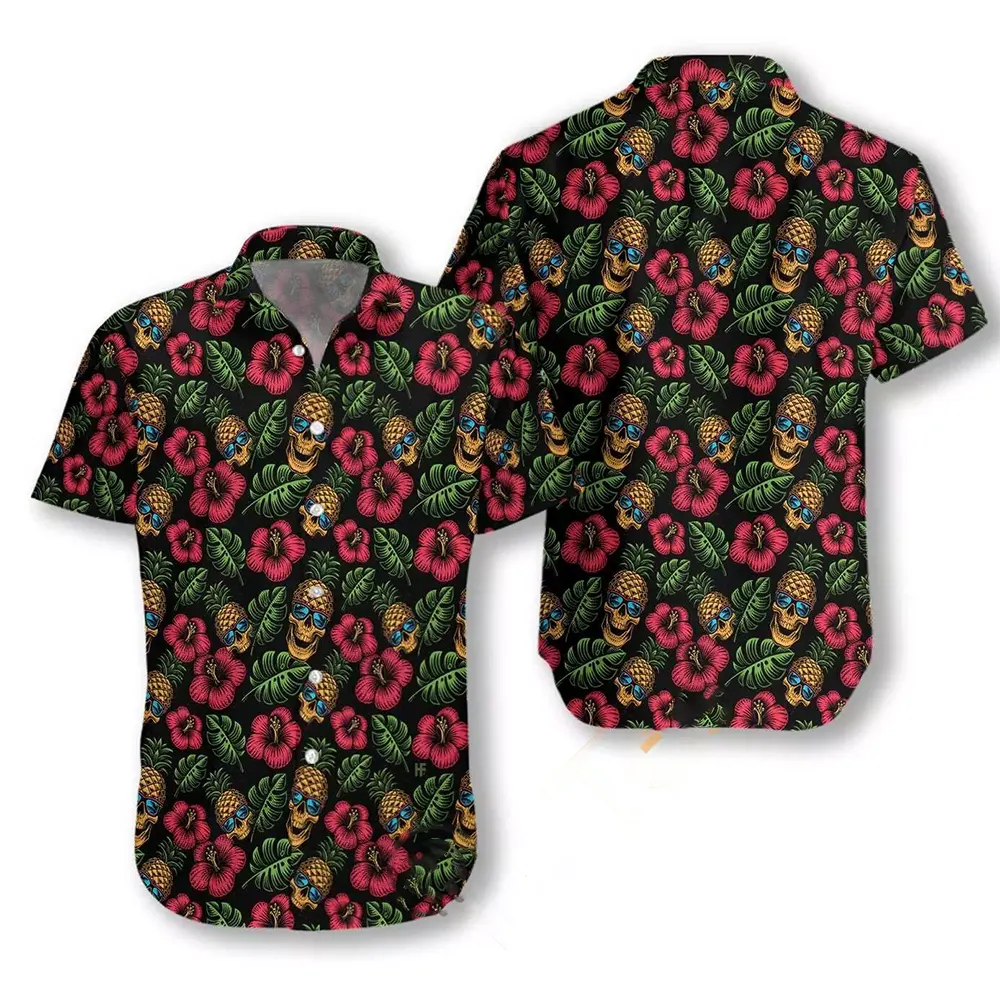 Skulls And Pineapples Seamless Pattern Hawaiian shirts