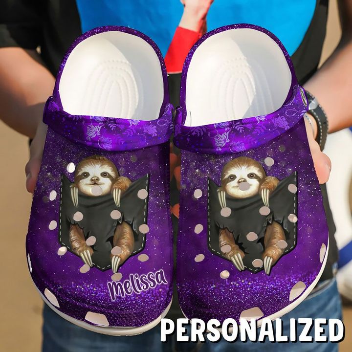 Sloth Personalized Baby In Pocket Crocs Clog Shoes