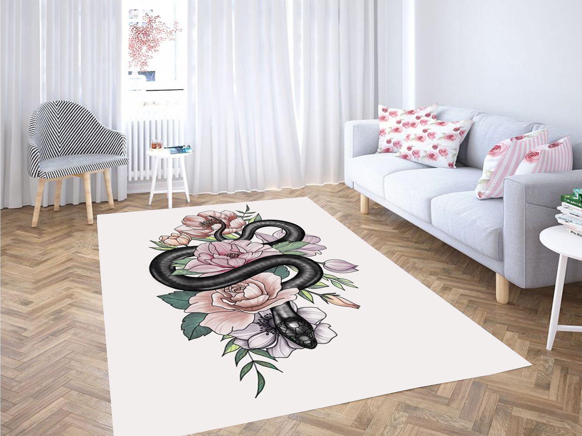 Snake Wallpaper Carpet Rug