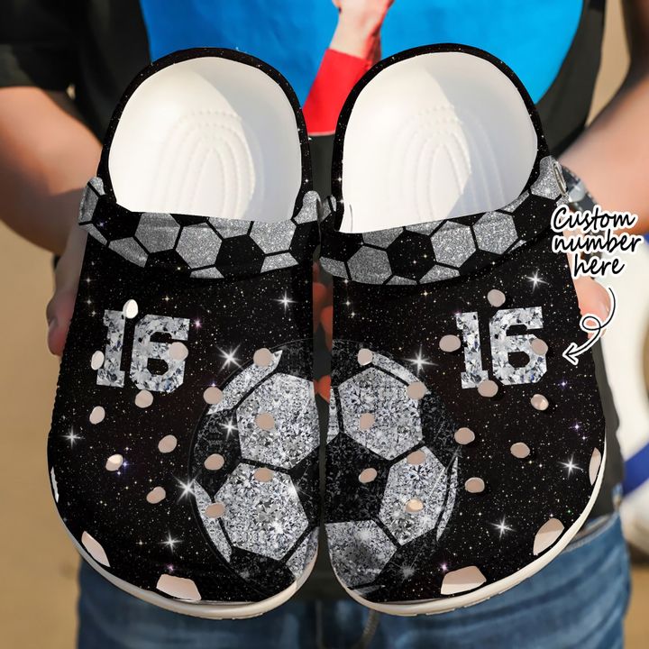 Soccer Personalized Diamond Crocs Clog Shoes