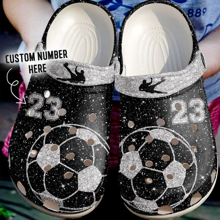 Soccer Personalized Sparkle Ball Crocs Clog Shoes