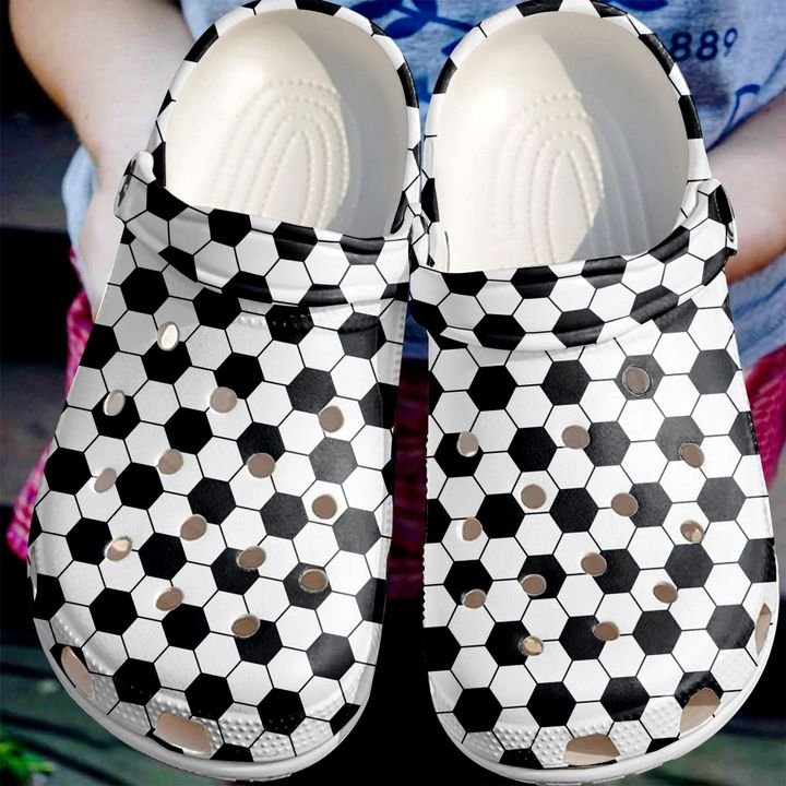 Soccer Seamless Black And White Crocs Clog Shoes