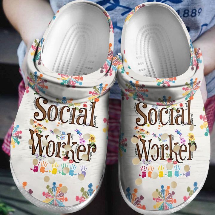Social Worker Floral Crocs Clog Shoes