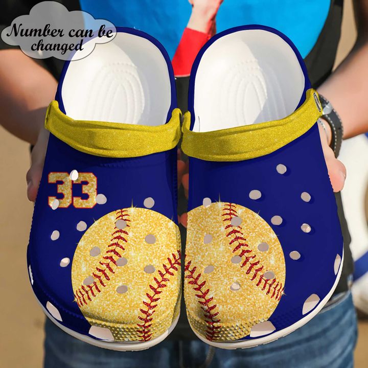 Softball Cute Glitter Crocs Clog Shoes
