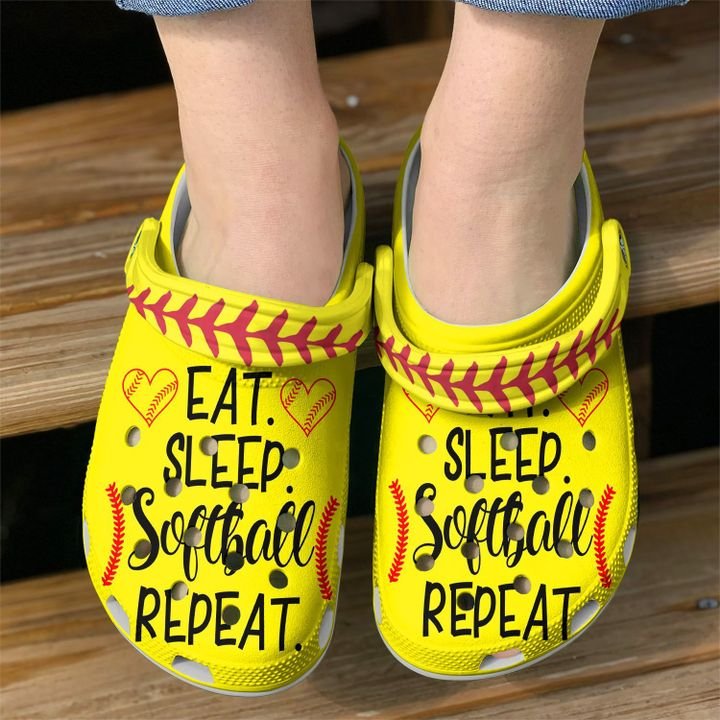 Softball Eat Sleep Crocs Clog Shoes