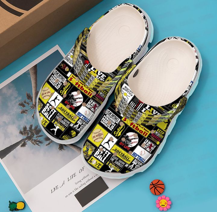 Softball Live Love Crocs Clog Shoes