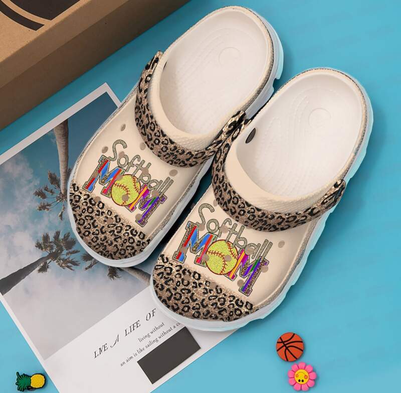 Softball Mom Cheetah Crocs Clog Shoes