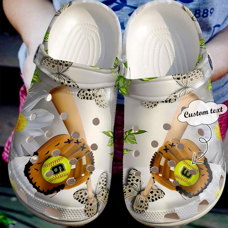Softball Personalized And Daisy Crocs Clog Shoes