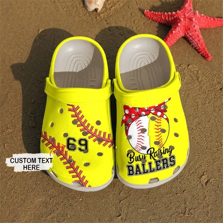 Softball Personalized Busy Raising Ballers Crocs Clog Shoes