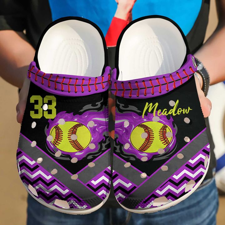 Softball Personalized Fireball Crocs Clog Shoes