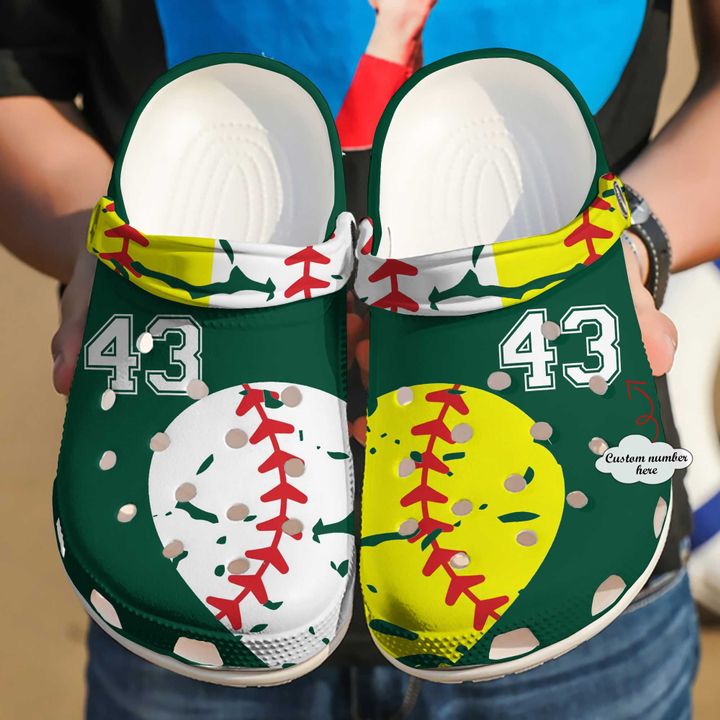 Softball Personalized Heart Crocs Clog Shoes