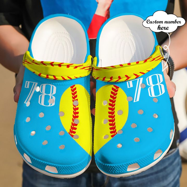 Softball Personalized Heart Crocs Clog Shoes