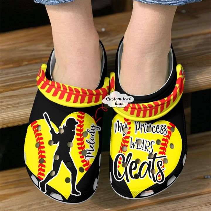Softball Personalized My Princess Wears Cleats Crocs Clog Shoes