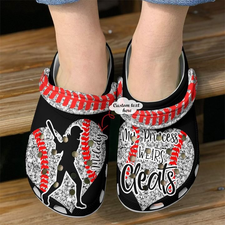 Softball Personalized My Princess Wears Cleats V2 Crocs Clog Shoes