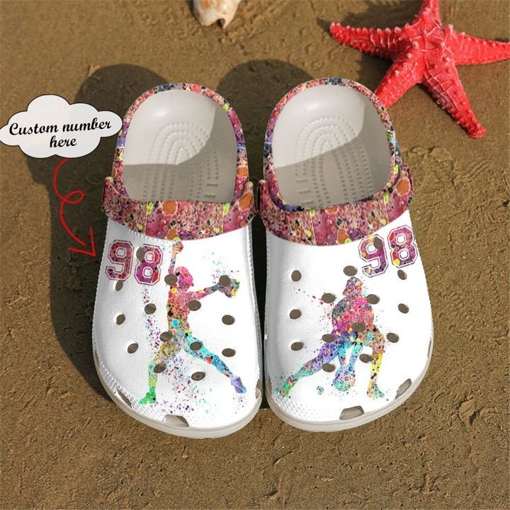 Softball Personalized Watercolor Crocs Clog Shoes