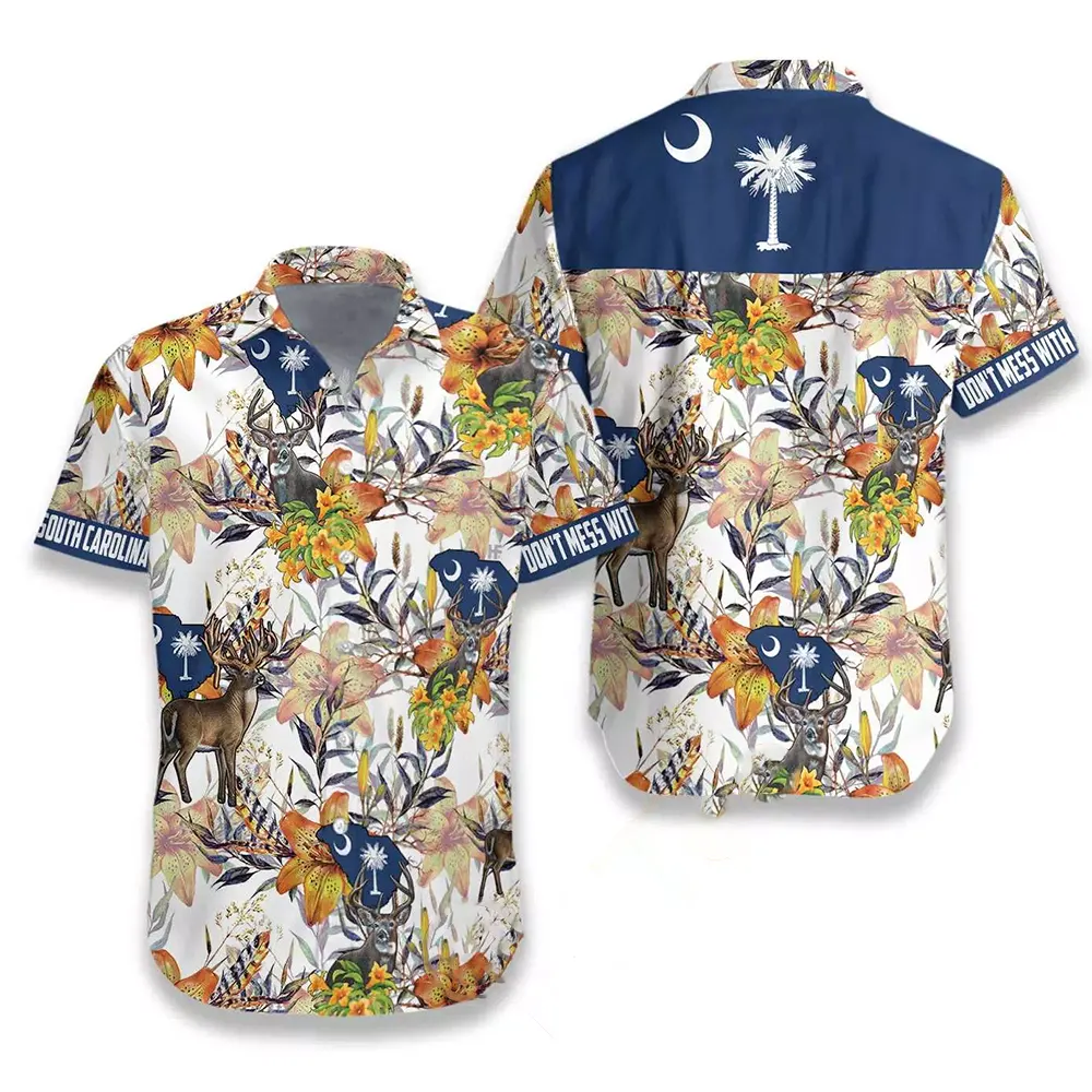 South Carolina White Tailed Deer And Yellow Jessamine Hawaiian shirts