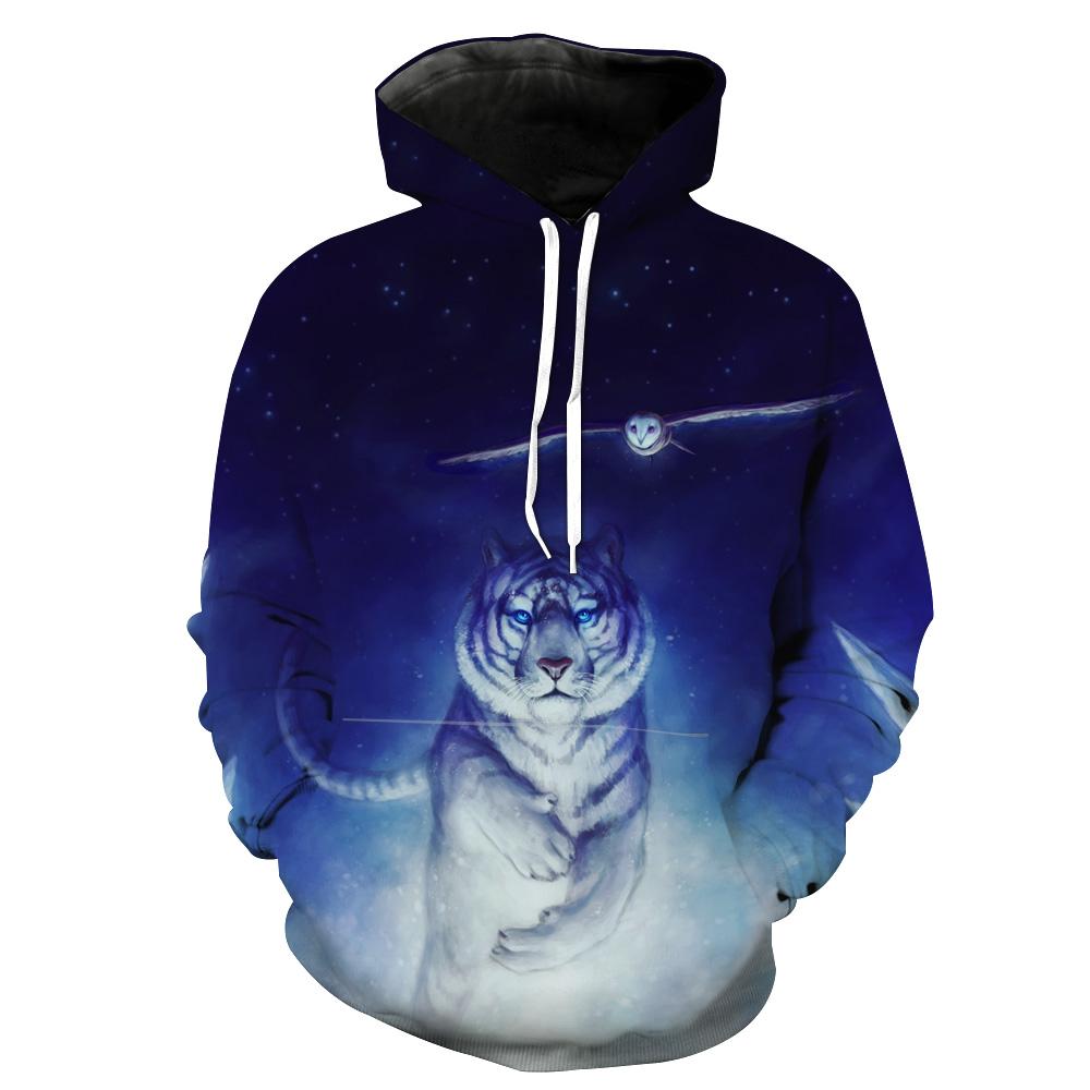 Space Tiger And Owl Printeds Hoodie 3D