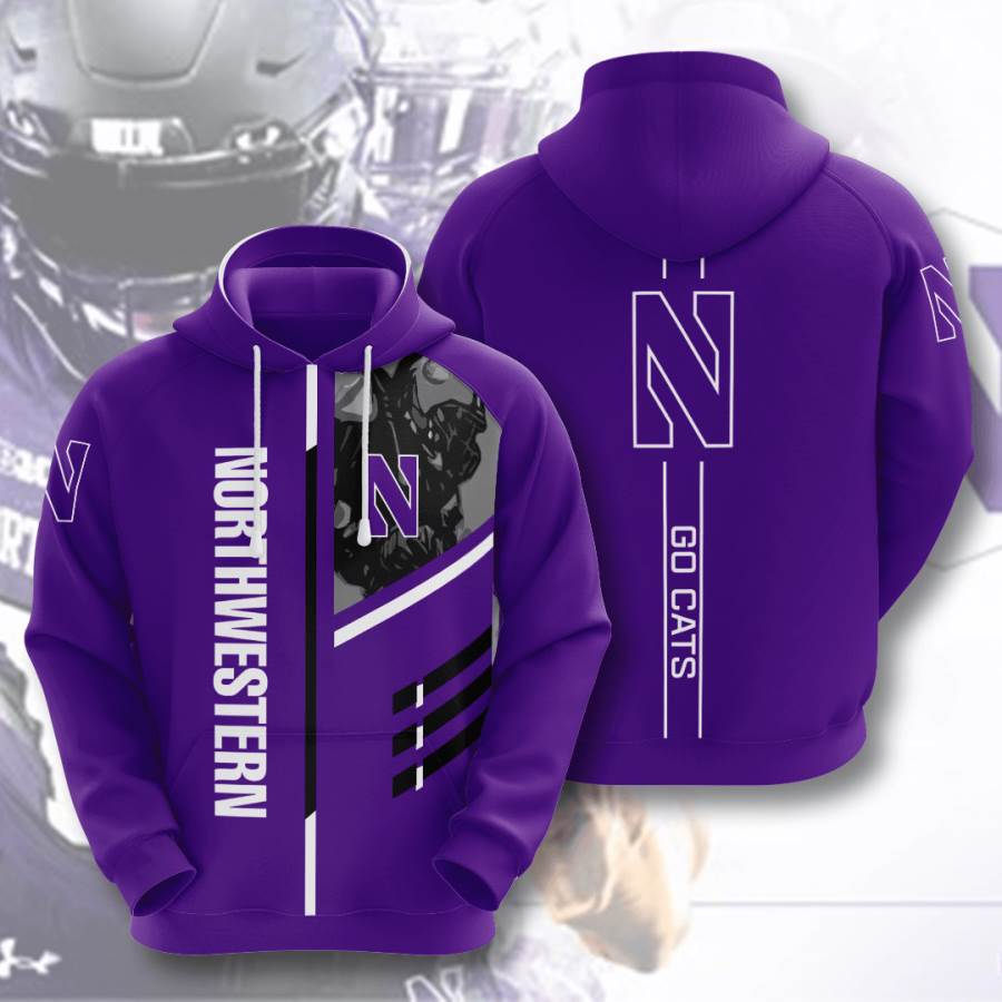 Sports American Football Ncaaf Northwestern Wildcats Usa Hoodie 3D