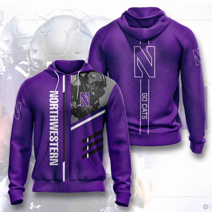 Sports American Football Ncaaf Northwestern Wildcats Usa Hoodie 3D