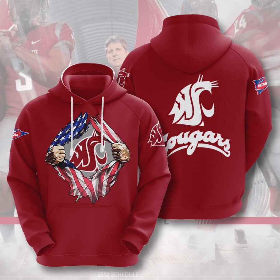 Sports American Football Ncaaf Washington State Cougars Usa Hoodie 3D