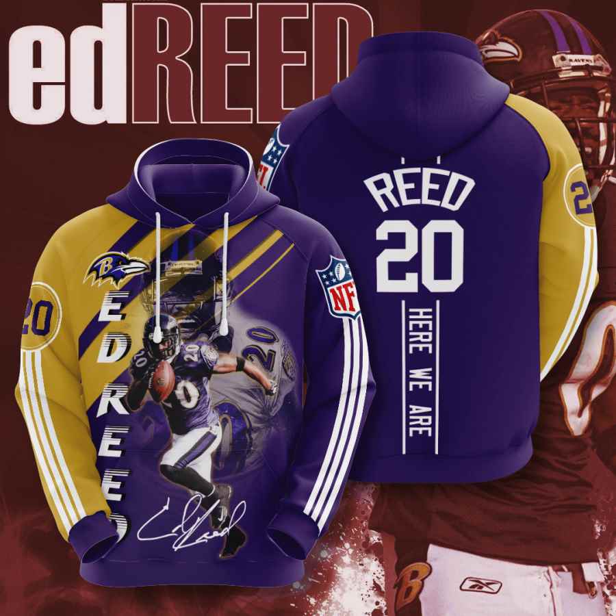 Sports American Football Nfl Baltimore Ravens Ed Reed Usa Hoodie 3D