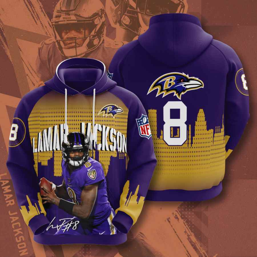 Sports American Football Nfl Baltimore Ravens Lamar Jackson Usa Hoodie 3D