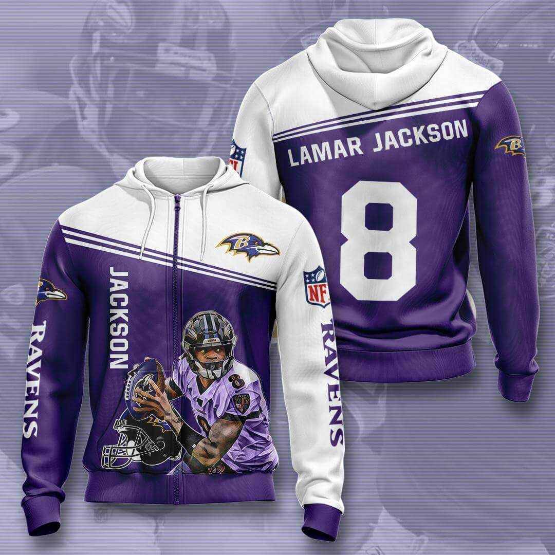 Sports American Football Nfl Baltimore Ravens Lamar Jackson Usa Hoodie 3D