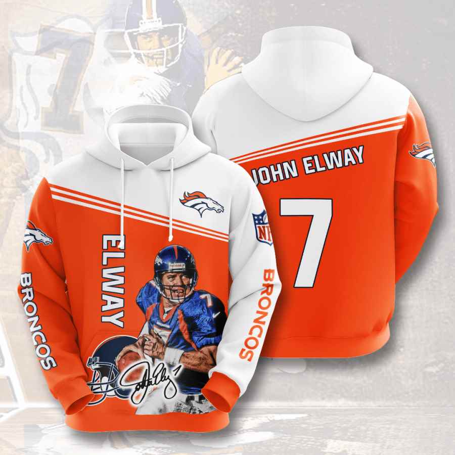 Sports American Football Nfl Denver Broncos John Albert Elway Jr. Usa Hoodie 3D