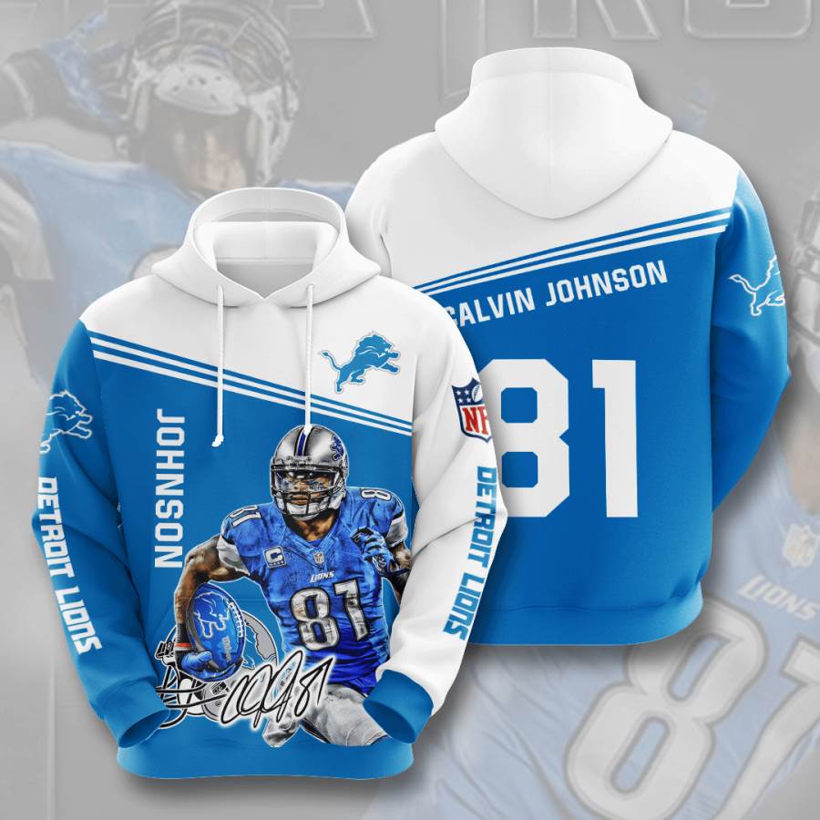 Sports American Football Nfl Detroit Lions Calvin Johnson Usa Hoodie 3D