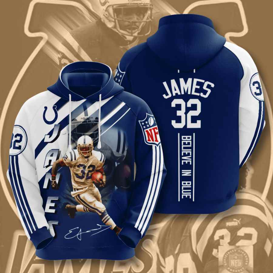 Sports American Football Nfl Indianapolis Colts Edgerrin James Usa Hoodie 3D