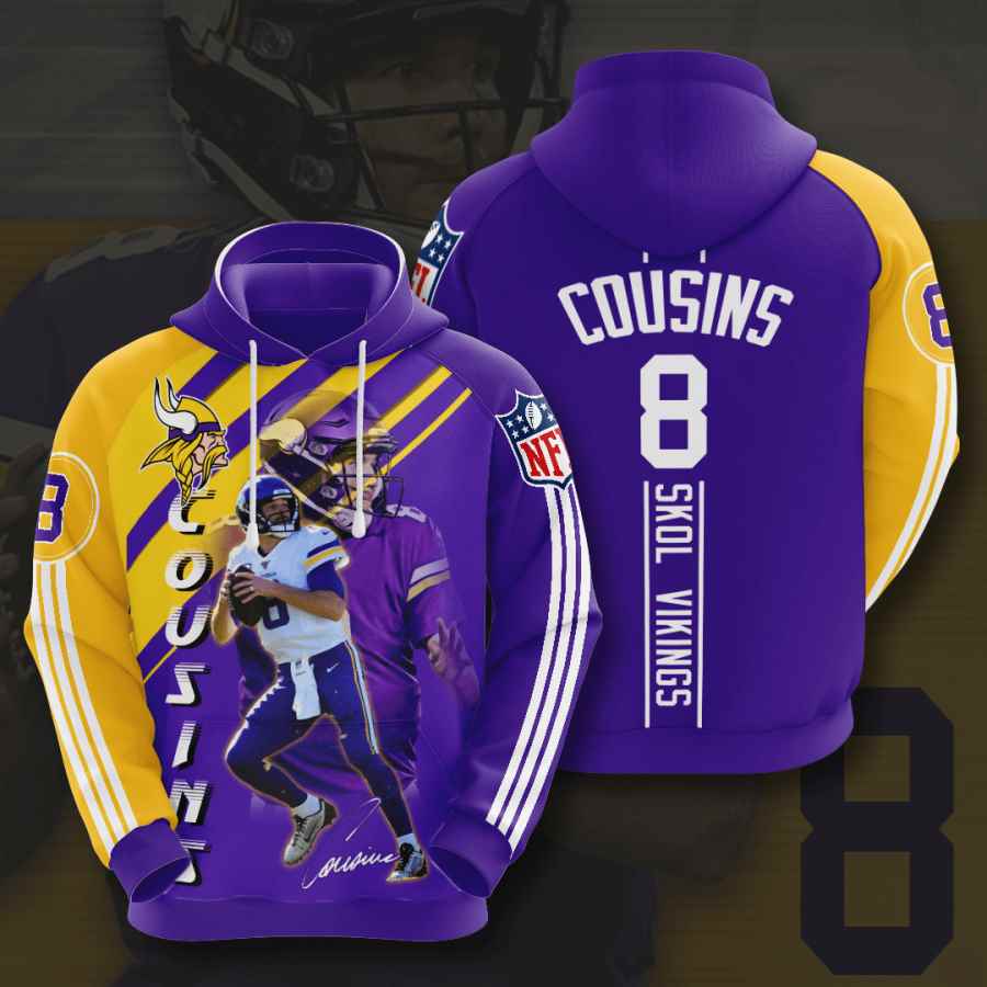 Sports American Football Nfl Minnesota Vikings Kirk Cousins Usa Hoodie 3D