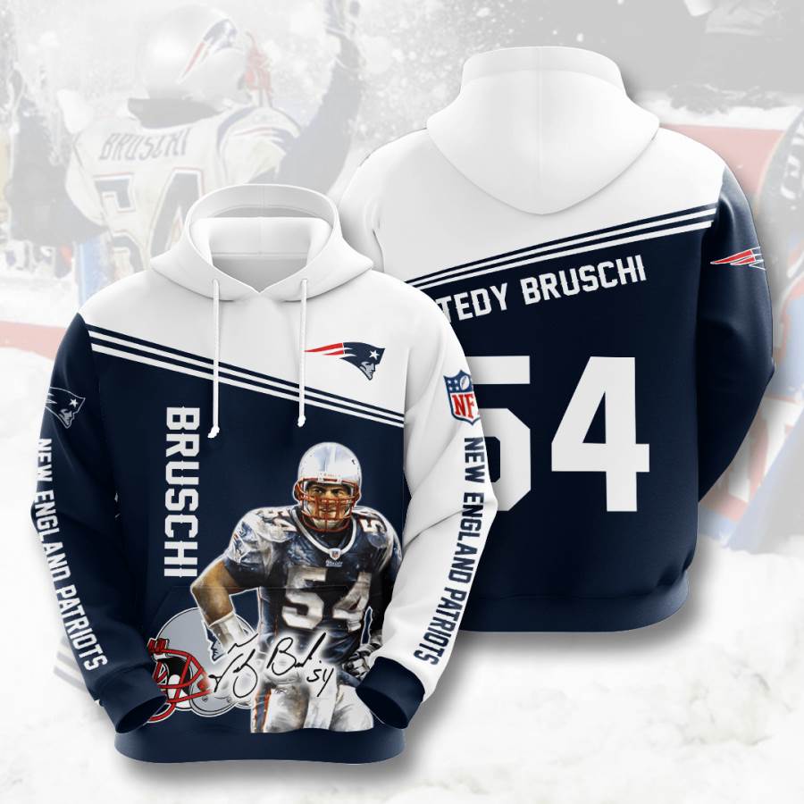 Sports American Football Nfl New England Patriots Tedy Bruschi Usa Hoodie 3D